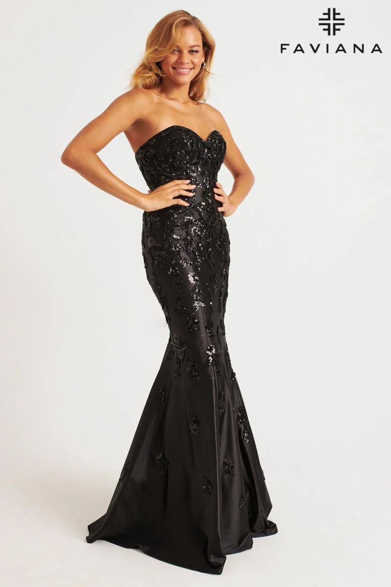 Faviana Strapless Satin Mermaid Prom Dress 11271 - Image 3