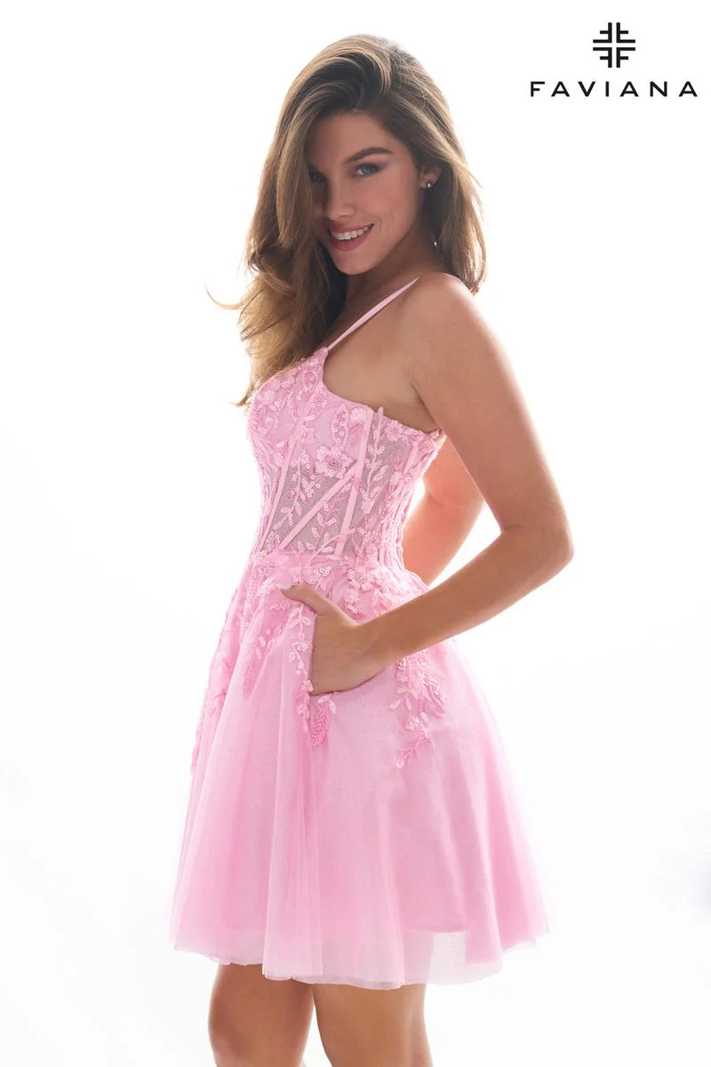Faviana A-Line Lace Homecoming Dress 11305 - Image 10