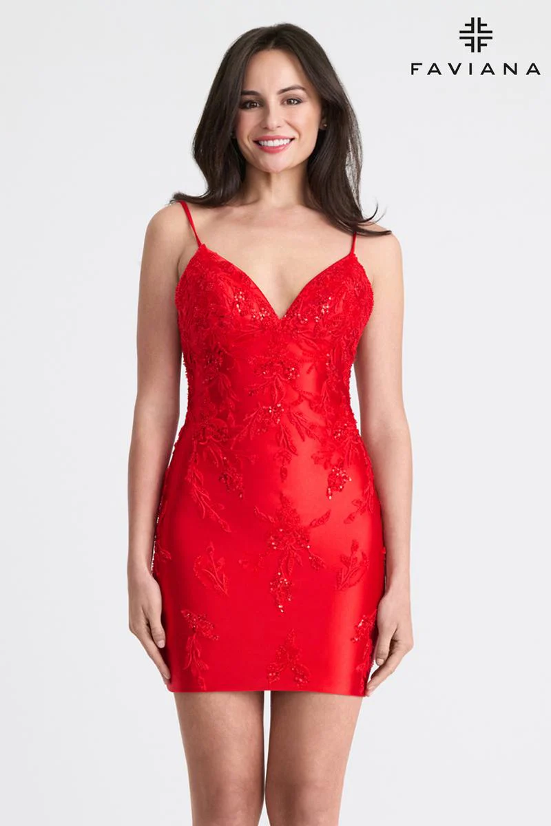 Faviana Satin Lace Short Homecoming Dress 11315 - Image 3