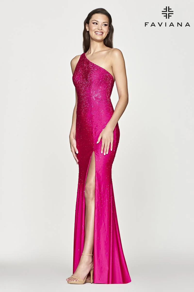 Faviana One Shoulder Heat Stone Prom Dress S10632 - Image 2