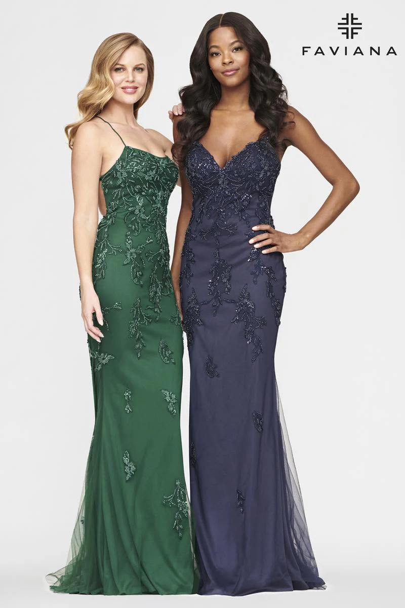 Faviana Long Lace Prom Dress S10633 - Image 13