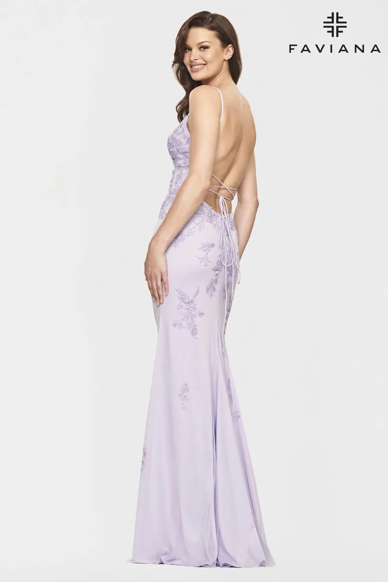 Faviana Long Lace Prom Dress S10633 - Image 15