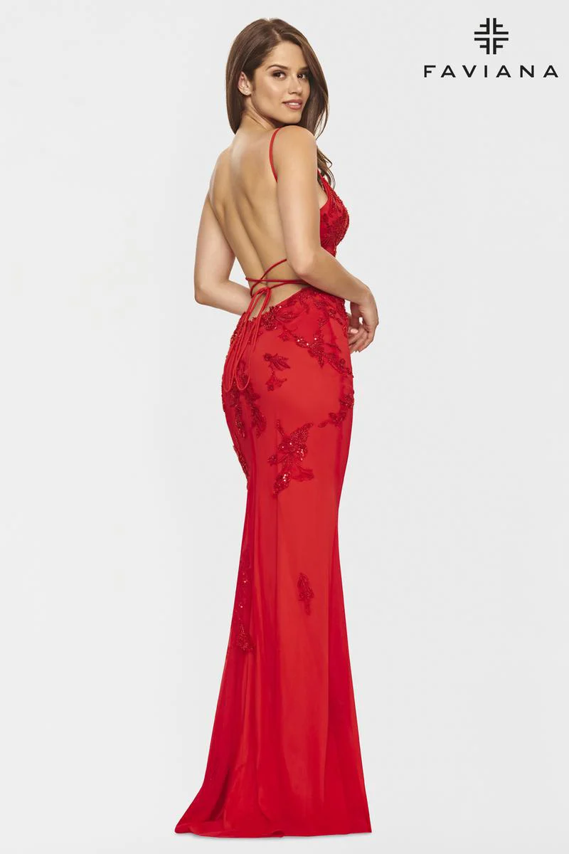 Faviana Long Lace Prom Dress S10633 - Image 17