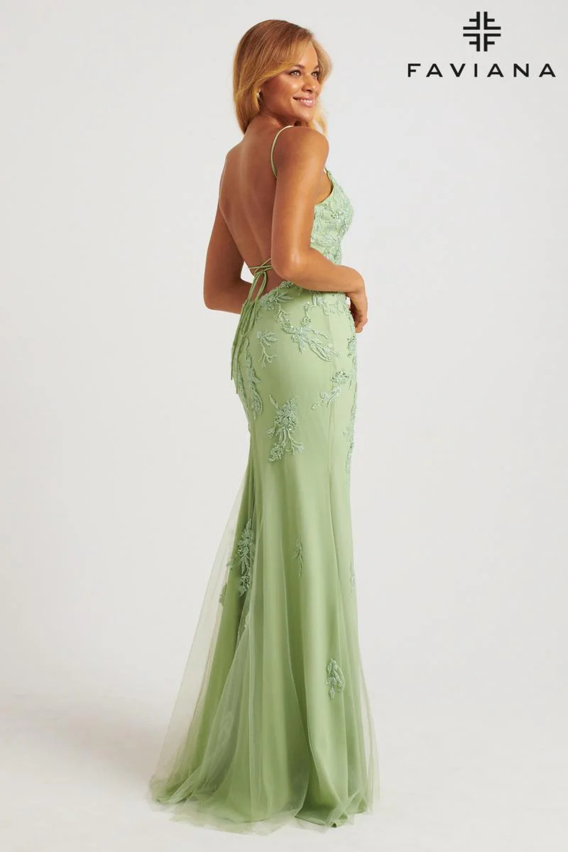 Faviana Long Lace Prom Dress S10633 - Image 32