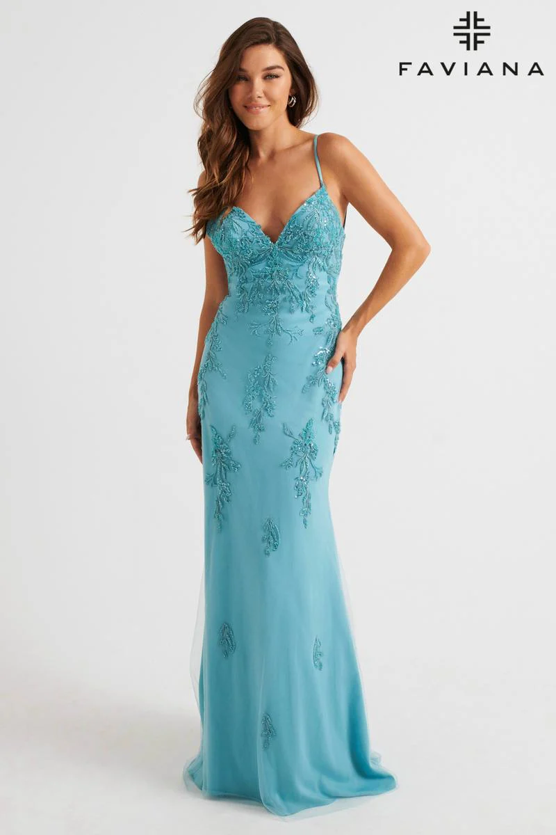 Faviana Long Lace Prom Dress S10633 - Image 34