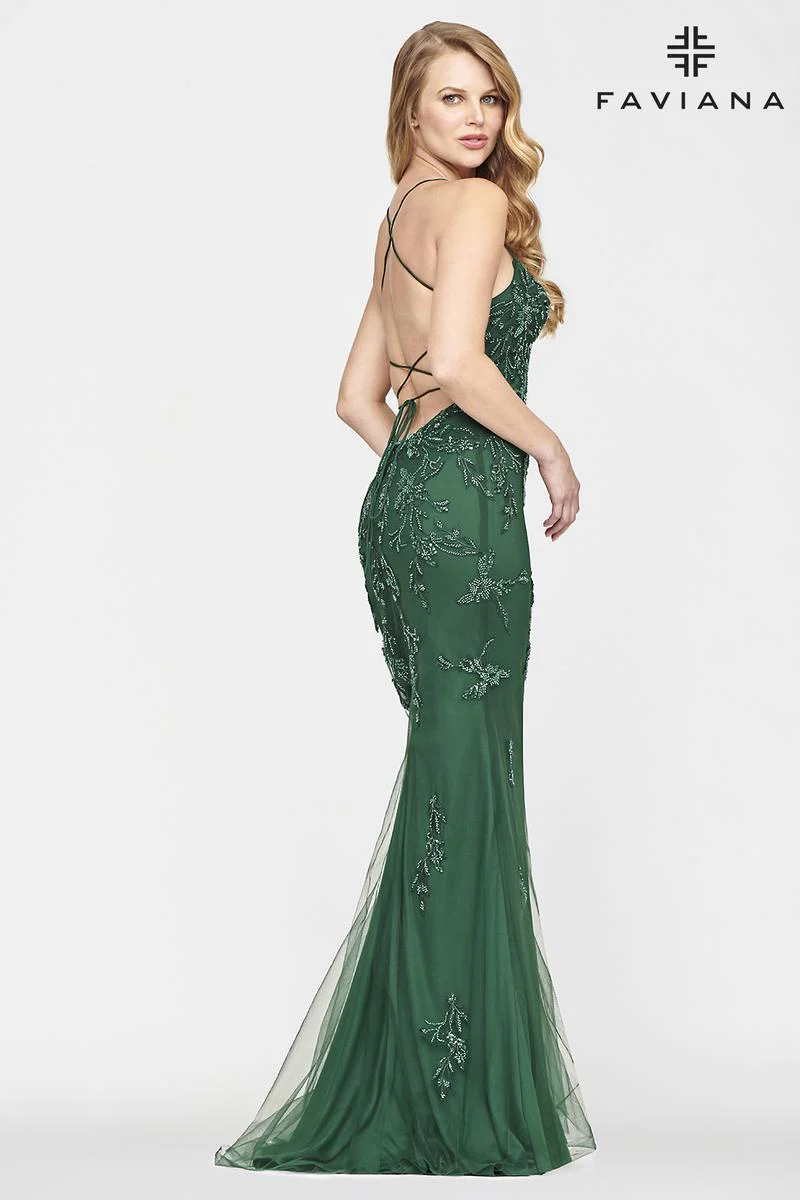 Faviana Lace-up Back Fitted Prom Dress S10634 - Image 7