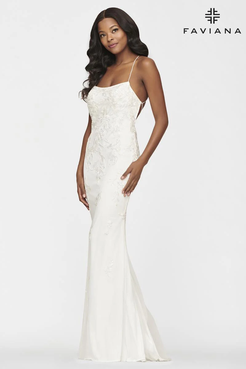 Faviana Lace-up Back Fitted Prom Dress S10634 - Image 8