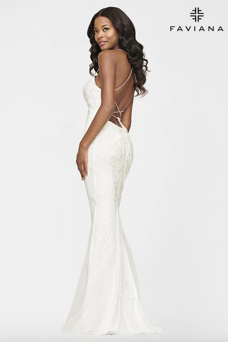 Faviana Lace-up Back Fitted Prom Dress S10634 - Image 9