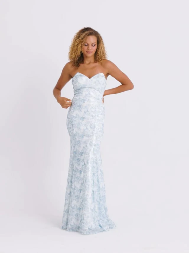 Faviana Fit and Flare Strapless Print Prom Dress 11441 - Image 4
