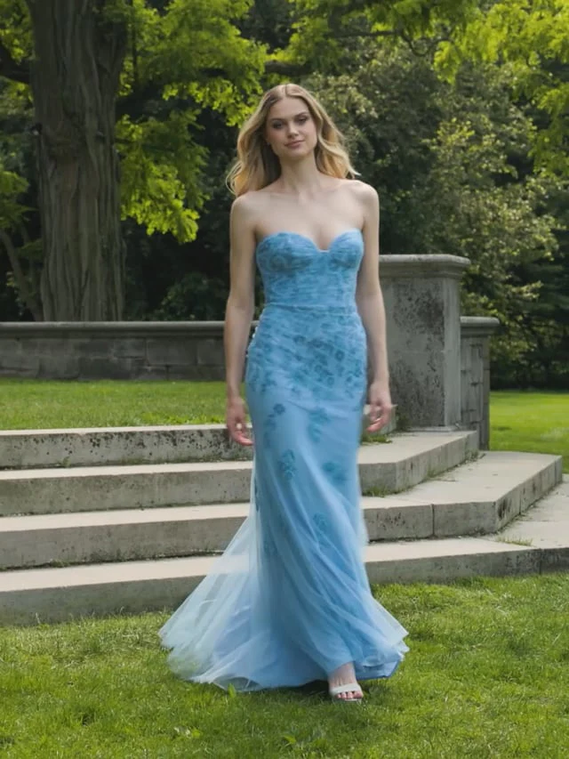 Faviana Floral Strapless Prom Dress 11472 - Image 5