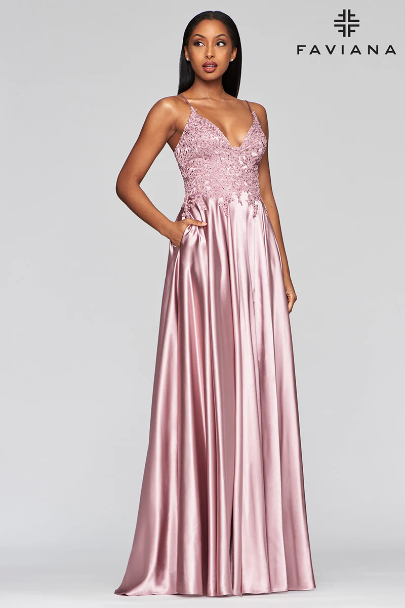 Faviana Glamour Satin A-Line Dress S10400 - Image 14