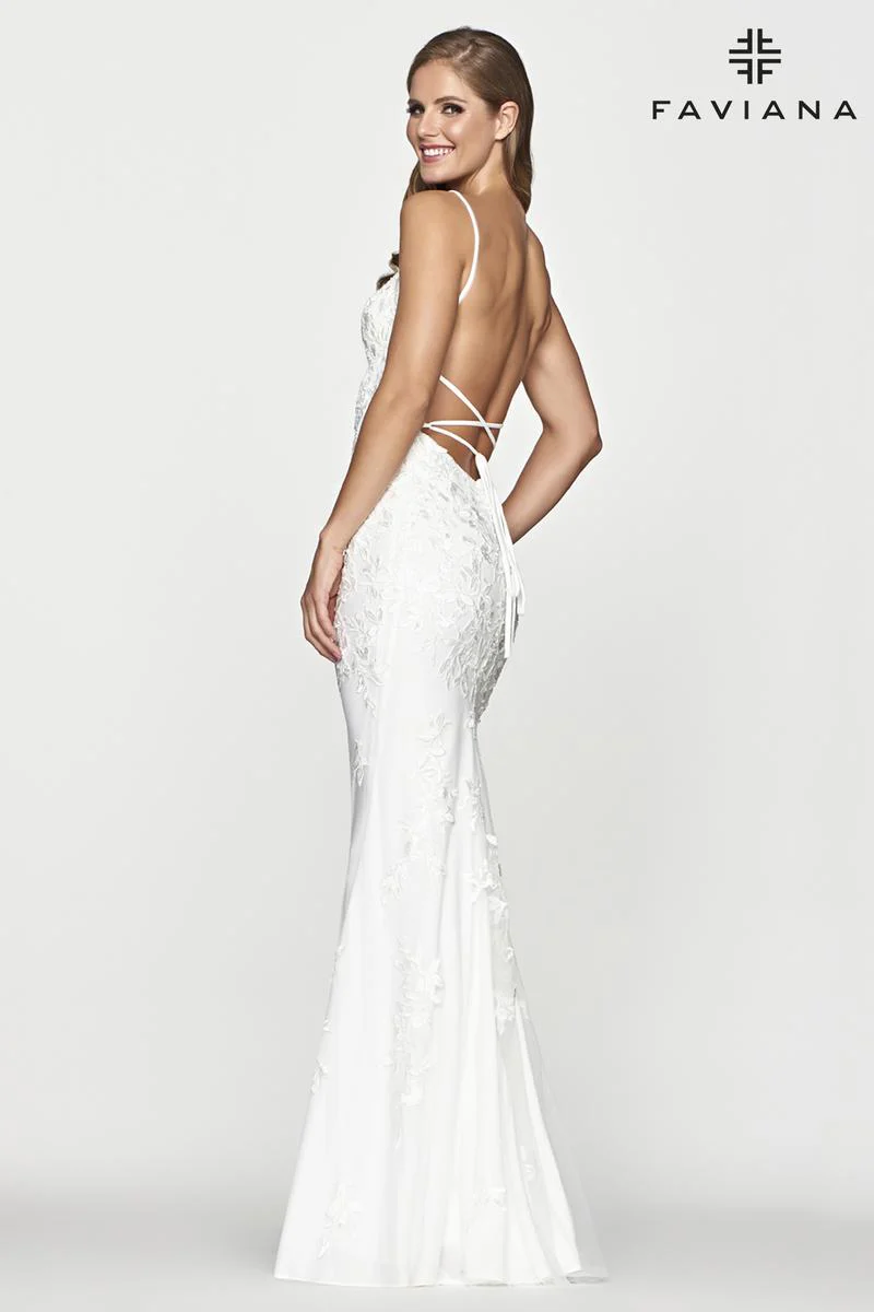 Faviana Glamour Long Lace Prom Dress S10508 - Image 10
