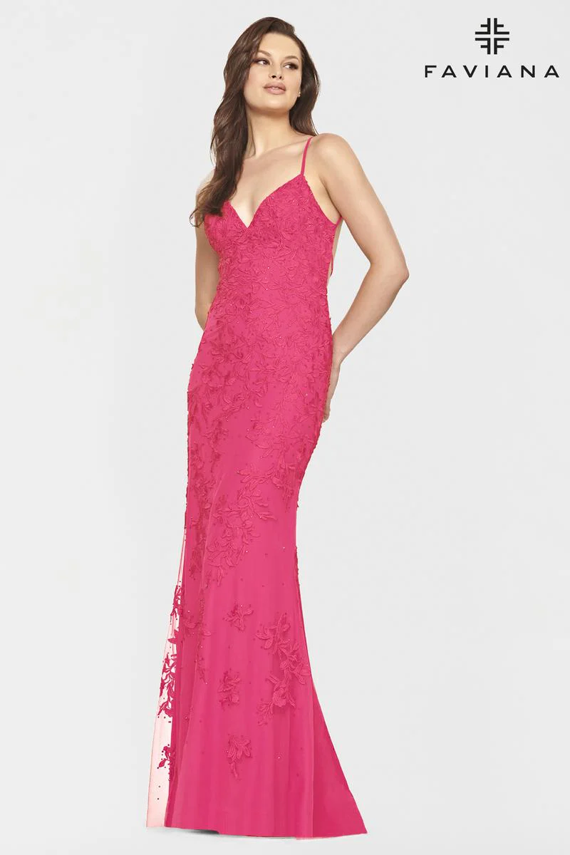 Faviana Glamour Long Lace Prom Dress S10508 - Image 16