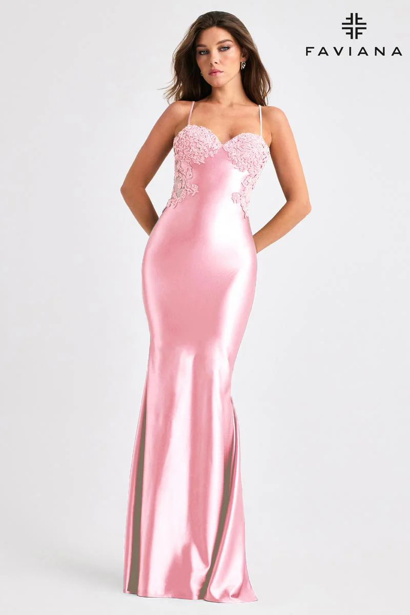 Faviana Illusion Side Lace Prom Dress 11403 - Image 4