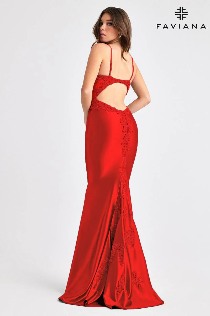 Faviana Illusion Side Lace Prom Dress 11403 - Image 5