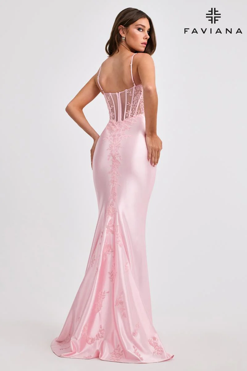 Faviana Lace Applique Corset Prom Dress 11466 - Image 2