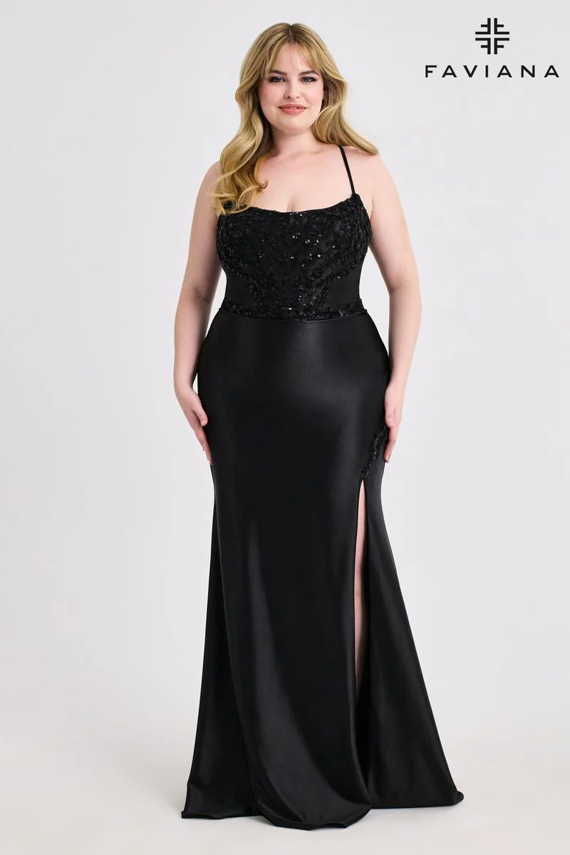 Faviana Lace-up Back Plus Size Prom Dress 9606