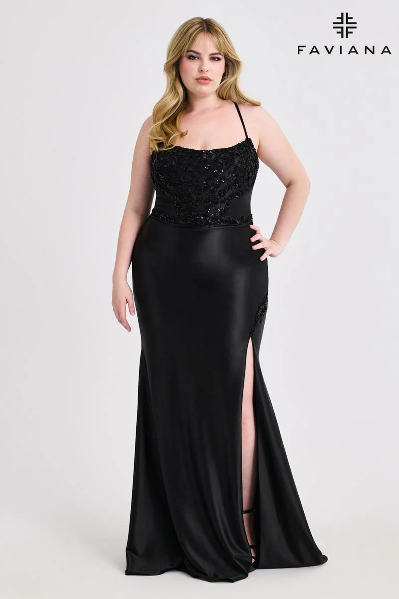 Faviana Lace-up Back Plus Size Prom Dress 9606 - Image 3