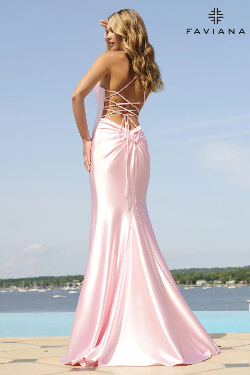 Faviana Lace-up Back Satin Prom Dress ES10890 - Image 2