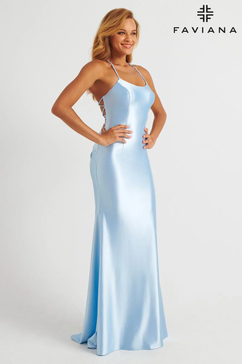 Faviana Lace-up Back Satin Prom Dress ES10890 - Image 6