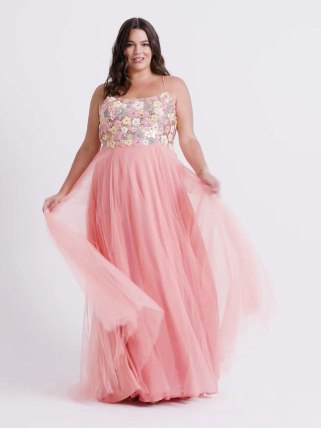 Faviana Floral A-Line Plus Size Prom Dress 9557 - Image 5