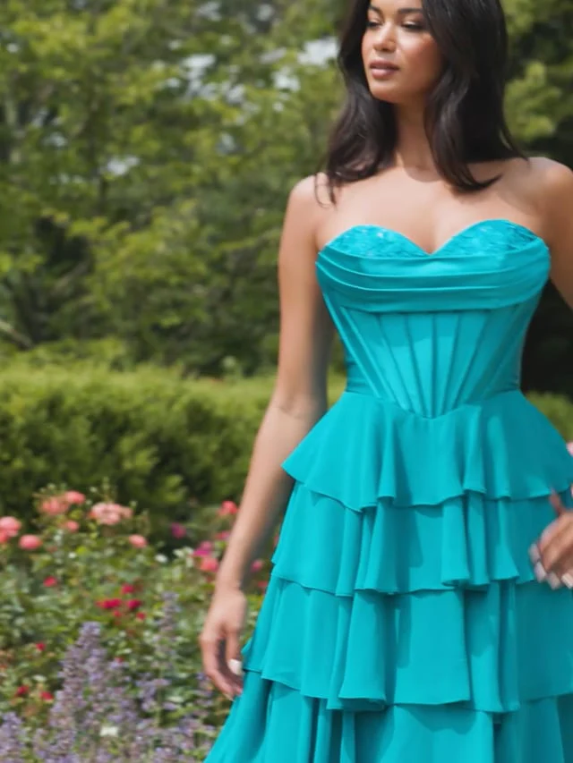 Faviana Ruffle Corset Long Prom Dress 11436 - Image 12