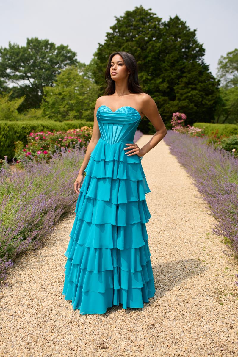 Faviana Ruffle Corset Long Prom Dress 11436 - Image 7