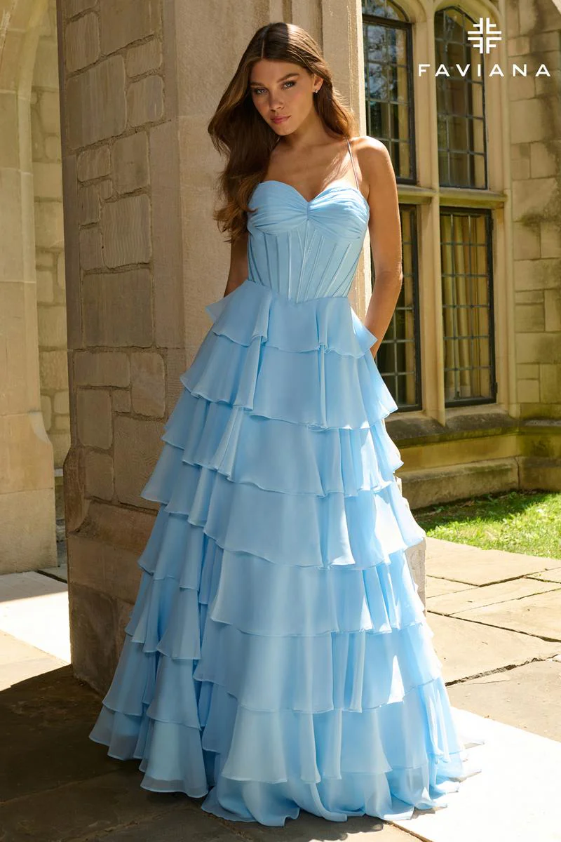 Faviana Ruffle Corset Prom Dress 11420 - Image 3