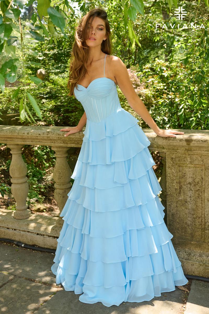 Faviana Ruffle Corset Prom Dress 11420 - Image 7