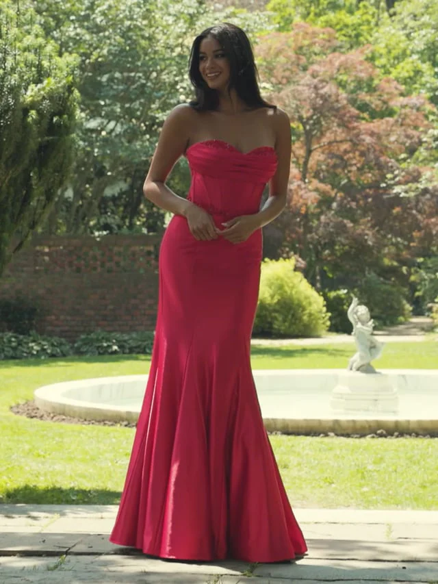 Faviana Satin Fit and Flare Prom Dress 11434 - Image 3