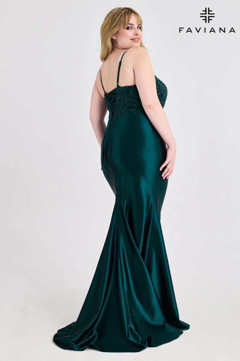 Faviana Satin Lace Plus Size Prom Dress 9597 - Image 2