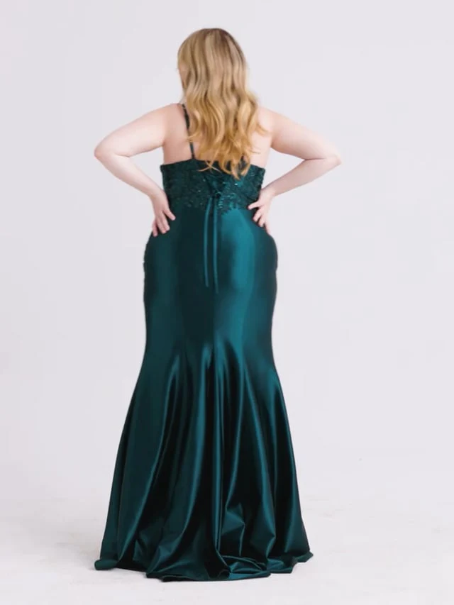 Faviana Satin Lace Plus Size Prom Dress 9597 - Image 4