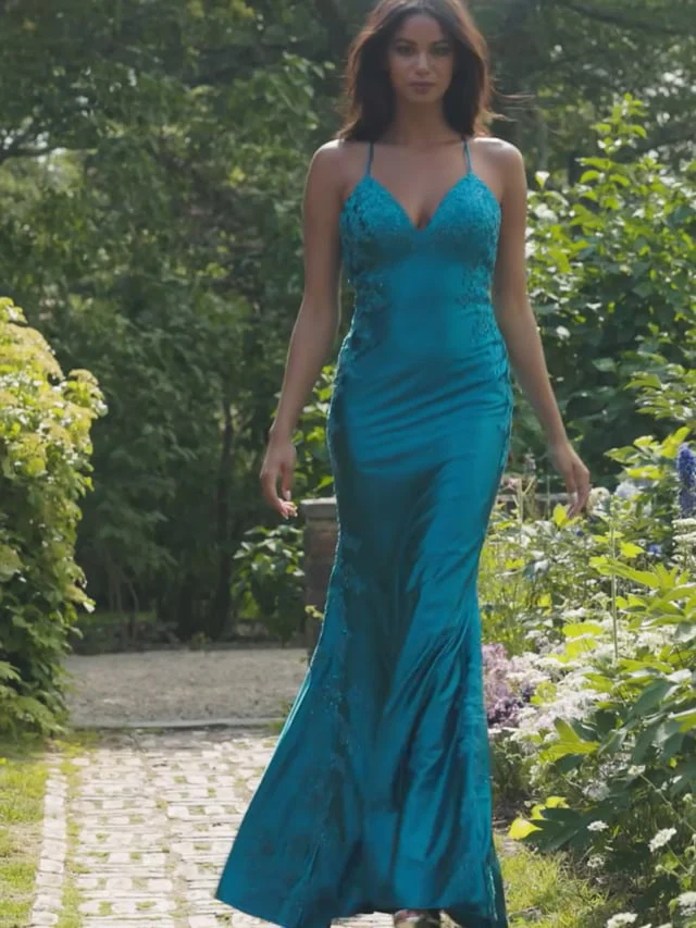 Faviana Satin Lace Prom Dress 11427 - Image 5