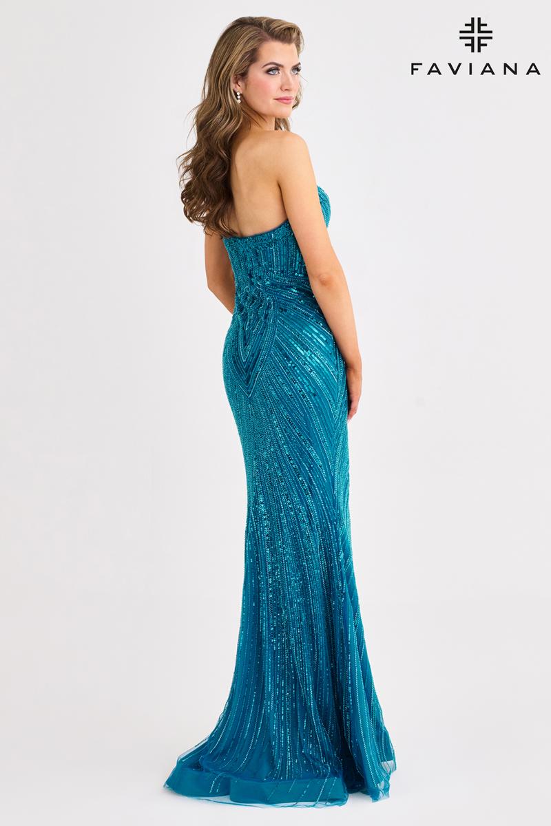 Faviana Strapless Sequin Prom Dress 11411 - Image 4