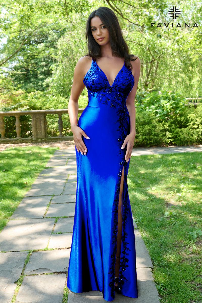 Faviana V-Neck Lace Prom Dress 11405 - Image 4