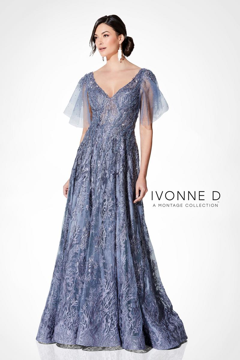 Ivonne D A-Line Flutter Sleeve Evening Dress 120D10 - Image 20
