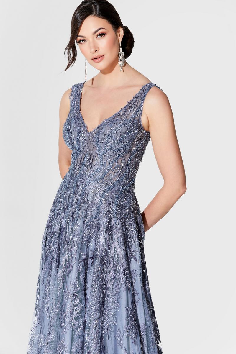 Ivonne D A-Line Flutter Sleeve Evening Dress 120D10 - Image 21
