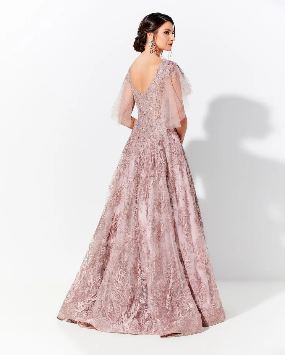 Ivonne D A-Line Flutter Sleeve Evening Dress 120D10 - Image 3