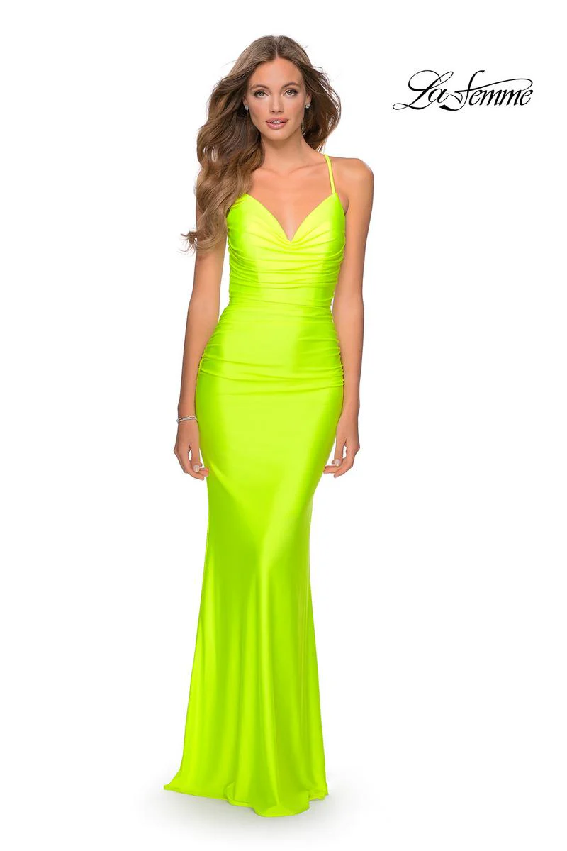 La Femme Long Fitted Open Back Dress 29020 - Image 3