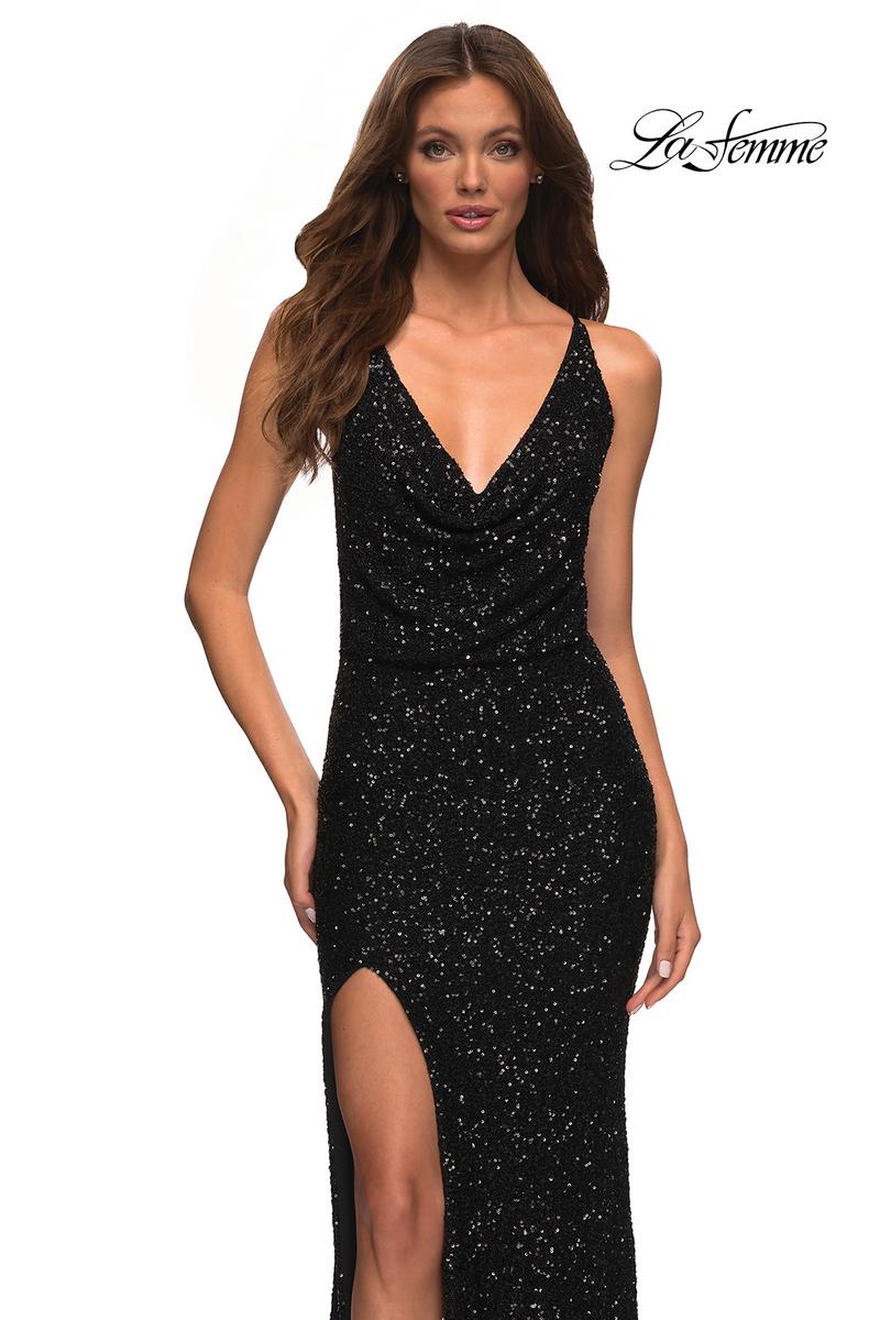 La Femme Long Cowl Neck Prom Dress 30376 - Image 13