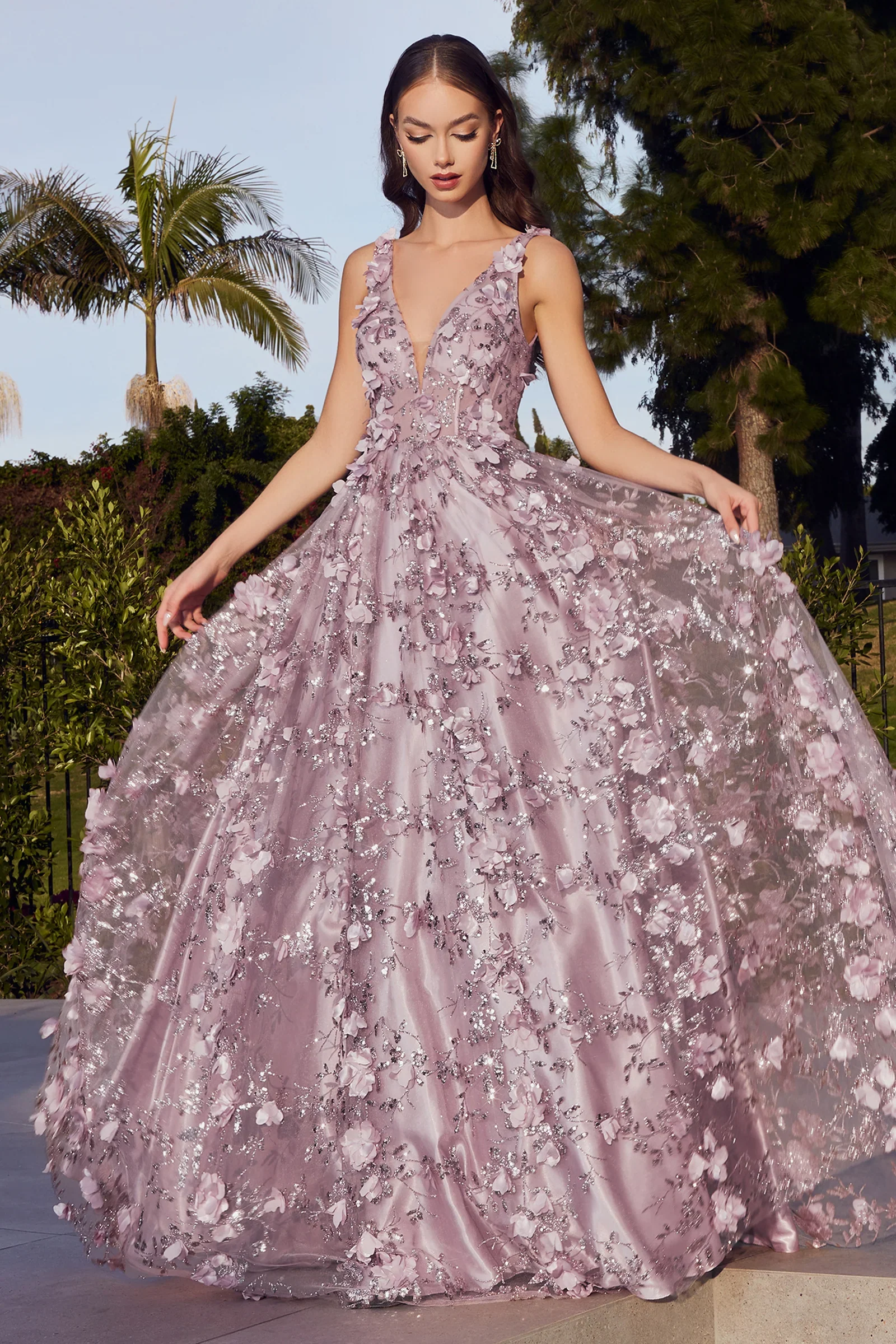 LaDivine by Cinderella Divine A-line 3D Floral Dress J838 - Image 2