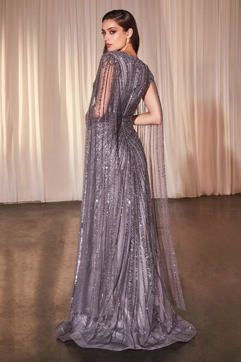 Ladivine by Cinderella Divine Long Sleeve Beaded Evening Dress CD0239 - Image 3