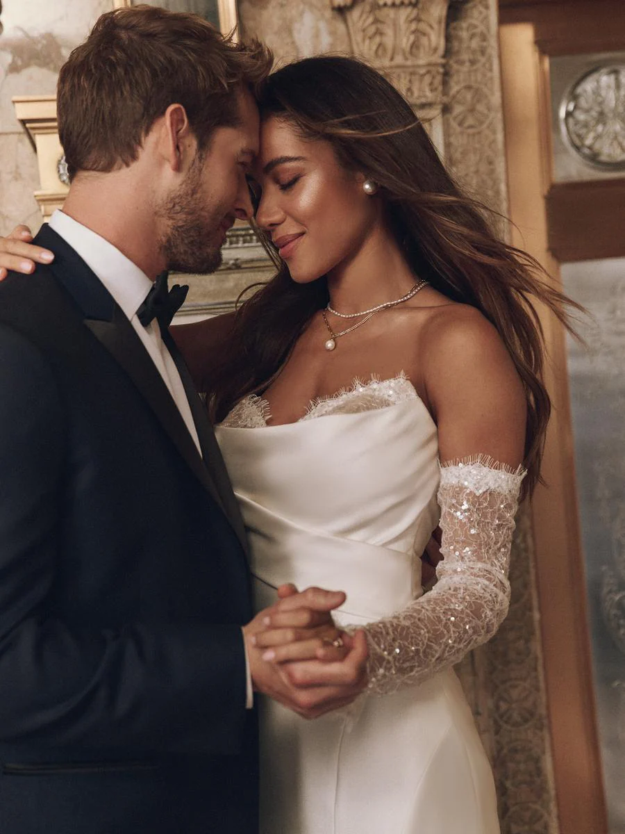 Maggie Sottero "Leilani" Fitted Satin Bridal Gown (with lace) - Image 12