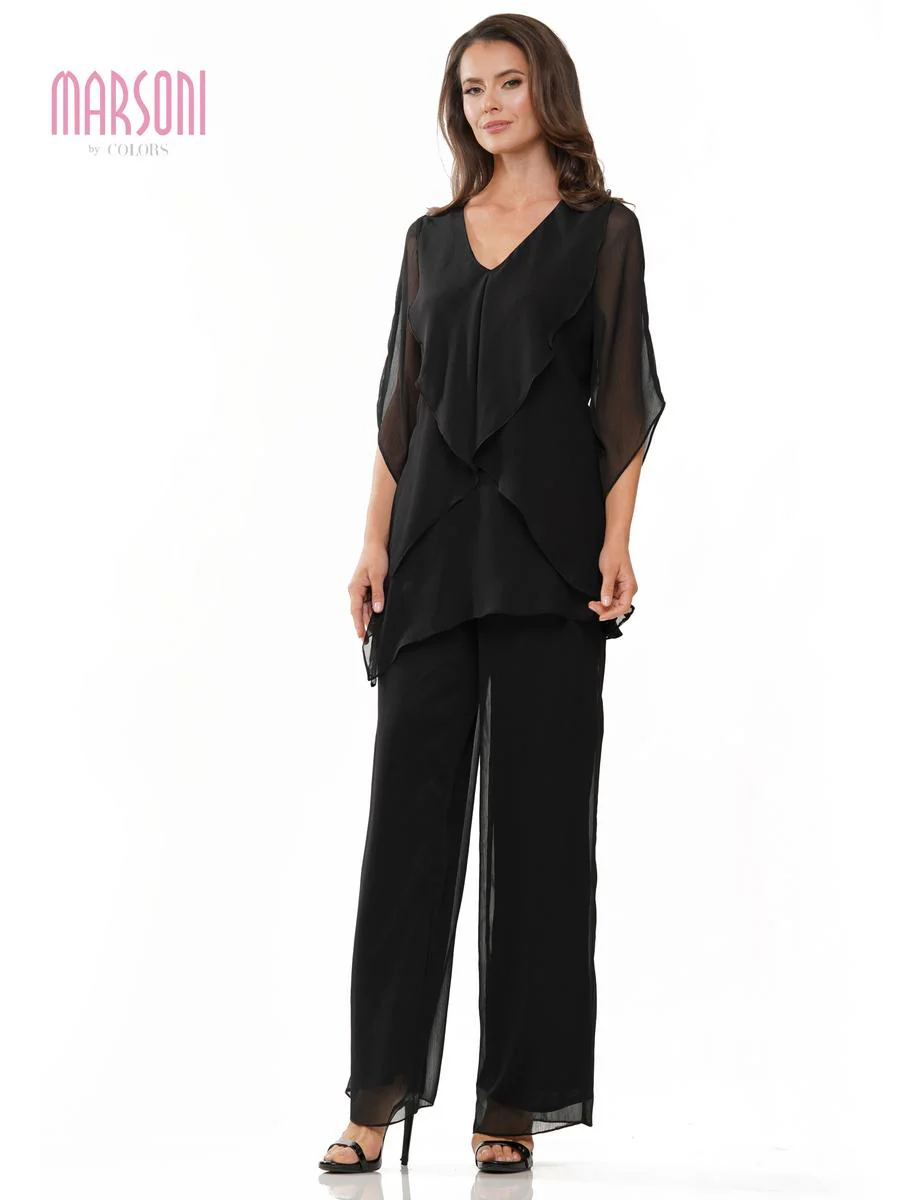 Marsoni by Colors Dress Ruffle Chiffon Pantsuit M308 - Image 23