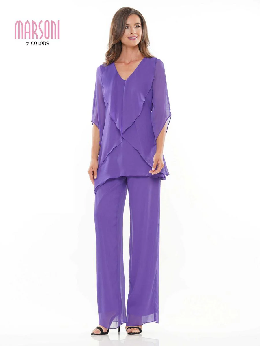 Marsoni by Colors Dress Ruffle Chiffon Pantsuit M308 - Image 3