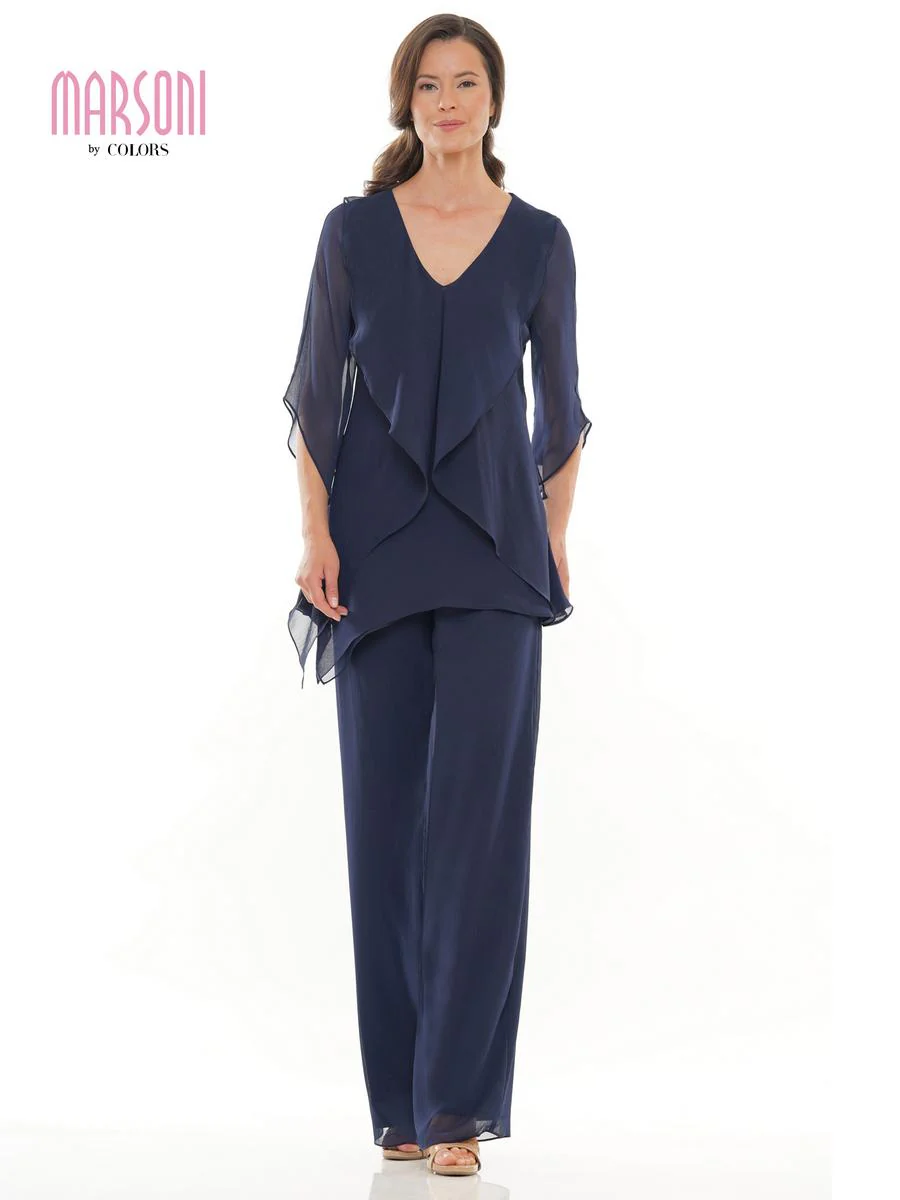 Marsoni by Colors Dress Ruffle Chiffon Pantsuit M308 - Image 7