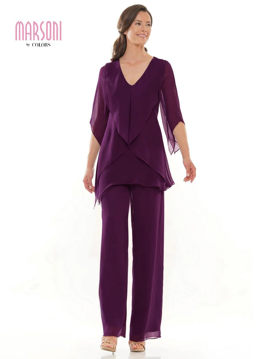 Marsoni by Colors Dress Ruffle Chiffon Pantsuit M308 - Image 9