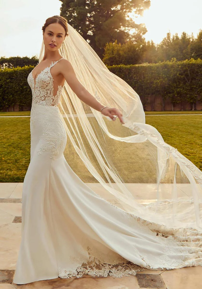 Morilee Raquel Crepe Illusion Wedding Dress 2658 - Image 9