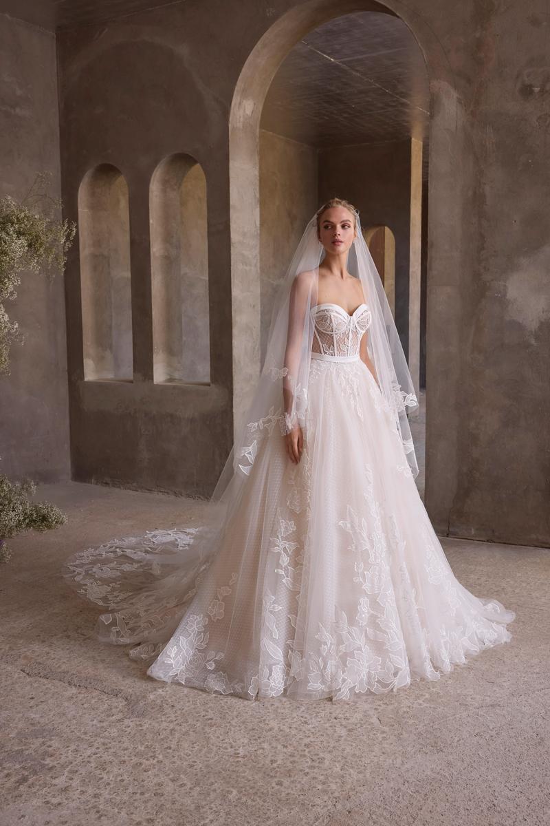 Morilee "Myra" Swiss Dot Strapless Ballgown Bridal Gown