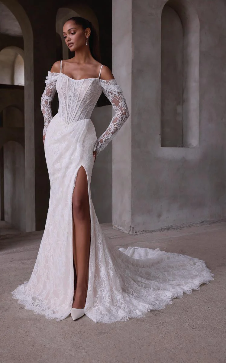 Morilee "Leto" Lace Fit and Flare Bridal Gown with Straps - Image 3